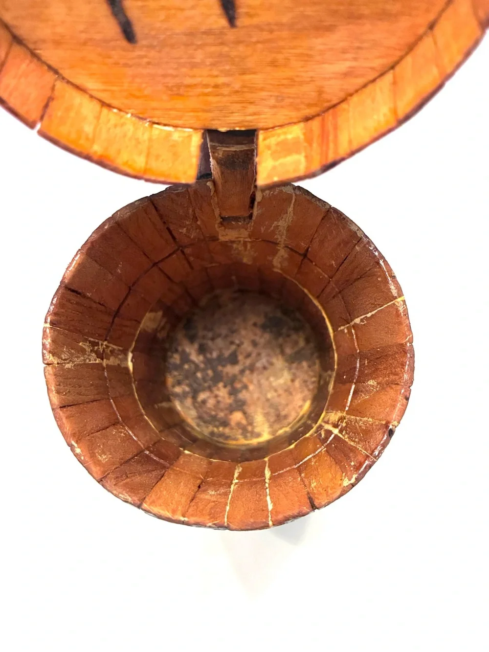 Vintage (1975) handmade, rustic wooden beer tankard